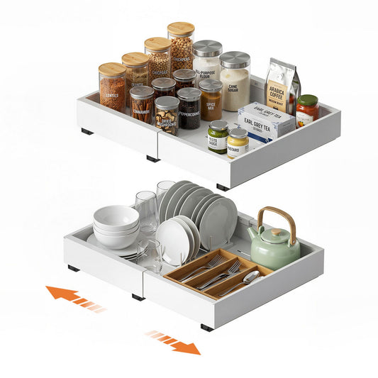 Artiss 2 Pack Pull Out Drawers Cabinet Organizer White Expandable