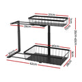 Artiss Under Sink Organizer 2 Drawer Black Storage Bathroom Kitchen