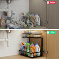 Artiss Under Sink Organizer 2 Drawer Black Storage Bathroom Kitchen