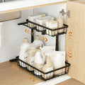 Artiss Under Sink Organizer 2 Drawer Black Storage Bathroom Kitchen