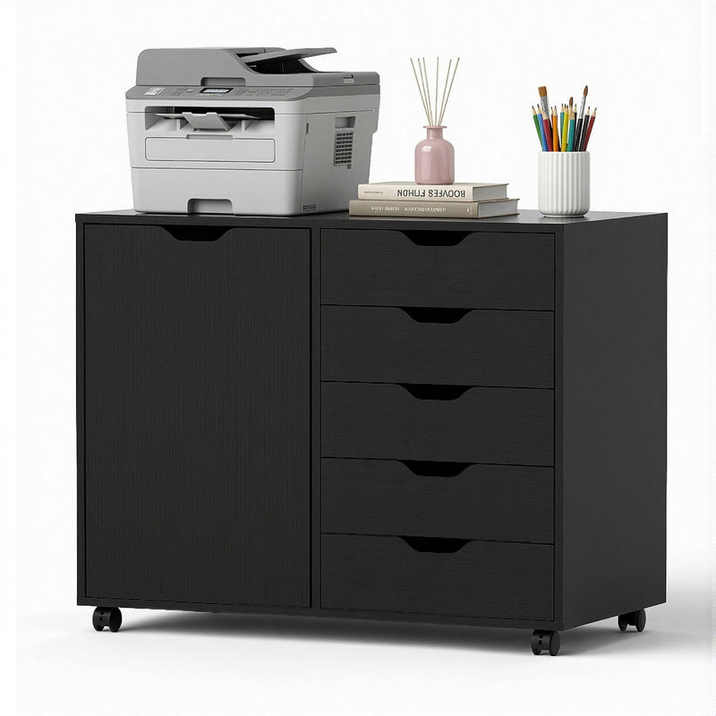 Artiss 5 Drawer Mobile Filing Cabinet with Door Printer Stand
