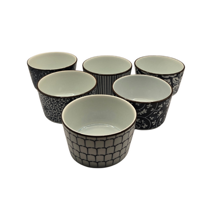 Ceramic Bakeware Set Blue Patterned Ramekins Set of 6