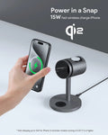 AUKEY MagFusion 3-in-1 Pro Qi2 15W Wireless Charging Station with Active Cooling for iPhone – LC-MC311A