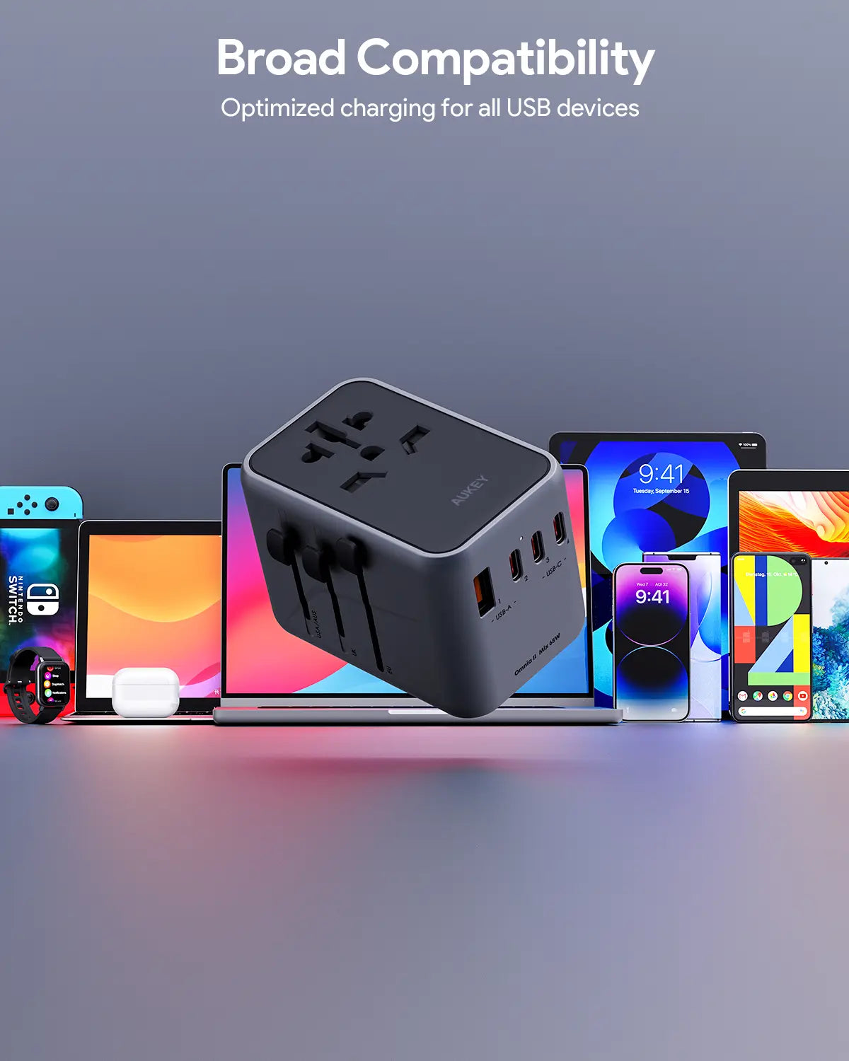 Aukey Travel Mate 65W GaN Universal Adapter with USB ports (PA-TA08A)