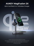 AUKEY MagFusion 2X Qi2.2 25W 2-in-1 Dual Magnetic Wireless Charging Station for iPhone, Samsung & Google Pixel – LC-MC213