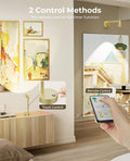 Zoomable Picture Light for Wall, Battery Operated Art Light for Paintings CCT Dimmable Spotlight for Wall Art Wall Light with Remote Control for Living Room Gallery Dartboard Bathroom Light Gold