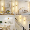 Gold Battery Operated Wall Sconce Set of 2, Rechargeable Wireless Wall Lights with Remote and Touch, 360° Rotatable Sconces Wall Decor for Bedroom Living Room (23.62 Inch, 2-Pack)