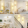 Gold Battery Operated Wall Sconce Set of 2, Rechargeable Wireless Wall Lights with Remote and Touch, 360° Rotatable Sconces Wall Decor for Bedroom Living Room (31.49 Inch, 2-Pack)