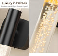Battery Operated Wall Sconce Set of 2 Black Rechargeable Crystal Sconce Wall Decor Set of 2 with 12000mAh 16