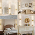 Battery Operated Wall Sconce Set of 2 Brushed Gold 12000mAh Rechargeable Wall Light with Crystal Acrylic 24