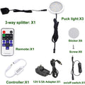 Dimmable LED Under Cabinet Lighting, Counter Showcase Kitchen Lighting Fixtures with 12V Plug in Adapter and Dimmable Wireless Remote Control, 3 Ultra Slim Puck Lights Kit (Warm White2700K)