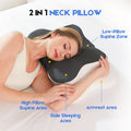 Cervical Pillow with Memory Foam, Ergonomic Contour Neck Support, 2-in-1 Dual Height, Pressure Relief, Grey