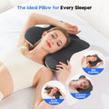 Cervical Pillow with Memory Foam, Ergonomic Contour Neck Support, 2-in-1 Dual Height, Pressure Relief, Grey
