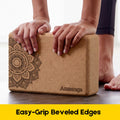Natural Cork Yoga Blocks 2 Pcs – High-Density, Non-Slip Yoga Blocks for Balance, Strength & Flexibility Training