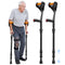 Pair of Adjustable Forearm Crutches for Adults, Lightweight Portable Walking Crutches with Spring Cushioning Design, Black