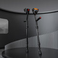 Pair of Adjustable Forearm Crutches for Adults, Lightweight Portable Walking Crutches with Spring Cushioning Design, Black
