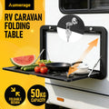 Aumerage Aluminium Folding Caravan Table – Lockable, Space-Saving Portable Table with 50kg Capacity, Black
