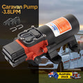 12V Water Pressure Diaphragm Pump 3.8LPM 40PSI Self-Priming Water Pump for RV Caravan Marine Camping