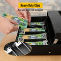Lockable Cash Box with Coin Tray – Durable Metal Money Box with Key Lock for Bills & Change – Grey