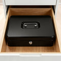 Lockable Cash Box with Coin Tray – Durable Metal Money Box with Key Lock for Bills & Change – Grey