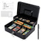 Cash Box With Security Locker And Security Cable, Money Box/Cash Tin With Money Tray For Saving Organizer-Black