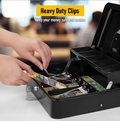 Cash Box With Security Locker And Security Cable, Money Box/Cash Tin With Money Tray For Saving Organizer-Black