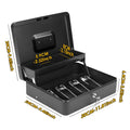 Cash Box With Security Locker And Security Cable, Money Box/Cash Tin With Money Tray For Saving Organizer-Black
