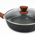 28cm PFOA Free Non-Stick Saute Pan with Lid, Marble-Effect Non-Stick Coating, Induction Compatible, Soft-Touch Handle, Dishwasher Safe