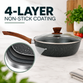 28cm PFOA Free Non-Stick Saute Pan with Lid, Marble-Effect Non-Stick Coating, Induction Compatible, Soft-Touch Handle, Dishwasher Safe