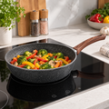 28cm PFOA Free Non-Stick Saute Pan with Lid, Marble-Effect Non-Stick Coating, Induction Compatible, Soft-Touch Handle, Dishwasher Safe