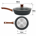 28cm PFOA Free Non-Stick Saute Pan with Lid, Marble-Effect Non-Stick Coating, Induction Compatible, Soft-Touch Handle, Dishwasher Safe