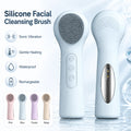 Silicone Facial Cleansing Brush Sonic Vibration Heating Waterproof Rechargeable-BEIGE