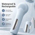 Silicone Facial Cleansing Brush Sonic Vibration Heating Waterproof Rechargeable-PINK