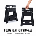 Portable Black Folding Stool with Carry Handle, Non-Slip Seat and TPR Feet,  for Camping and Home(39x29x22cm)