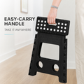Portable Black Folding Stool with Carry Handle, Non-Slip Seat and TPR Feet,  for Camping and Home(39x29x22cm)