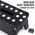 Portable Black Folding Stool with Carry Handle, Non-Slip Seat and TPR Feet,  for Camping and Home(39x29x22cm)