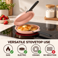 Double-Sided Non-Stick Frying Pan, Flip Pancake Pan with Heat-Resistant Handle for Eggs, Pancakes & Toast, Gas Electric & Ceramic Stoves-Pink