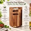 3Pcs Wooden Cutting Board Set with Storage Stand, Chopping Boards for Kitchen Food Preparation