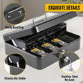 Lockable Cash Box with Coin Tray – Durable Metal Money Box with Key Lock for Bills & Change-PINK