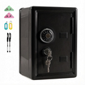 Lockable Metal Money Box, Cash & Coin Storage Box with Key Lock, Compact Piggy Bank for For Kids & Adults, Office & Small Valuables-Black