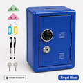 Lockable Metal Money Box, Cash & Coin Storage Box with Key Lock, Compact Piggy Bank for For Kids & Adults, Office & Small Valuables-Blue