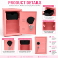 Lockable Metal Money Box, Cash & Coin Storage Box with Key Lock, Compact Piggy Bank for For Kids & Adults, Office & Small Valuables-coral pink