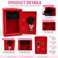 Lockable Metal Money Box, Cash & Coin Storage Box with Key Lock, Compact Piggy Bank for For Kids & Adults, Office & Small Valuables-Red