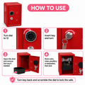 Lockable Metal Money Box, Cash & Coin Storage Box with Key Lock, Compact Piggy Bank for For Kids & Adults, Office & Small Valuables-Red