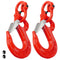 2SETS 2T Sling Hook With Hammerlock Heavy Duty Safety Latch Swivel Winch Hook For Trailer Safety Chain-Red