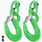 2SET 3.15T Sling Hook Heavy Duty Hammerlock/Slip Hook Kit With Swivel Winch & Safety Latch-Green
