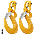2SET 3.15T Sling Hook Heavy Duty Hammerlock/Slip Hook Kit With Swivel Winch & Safety Latch- Yellow