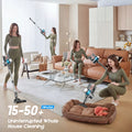 8-in-1 Cordless Vacuum Cleaner 2 Modes Anti-Tangle Brush For Pet Hair On Hardwood Floors & Carpets