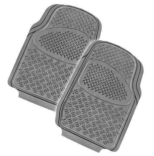 Velocity 2 Piece Car Mat Grey Rubber Floor Mats