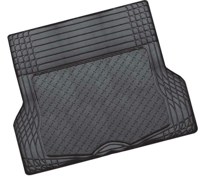 Aluminium Look 1-Piece Boot Mat Black Rubber Car Floor Protector